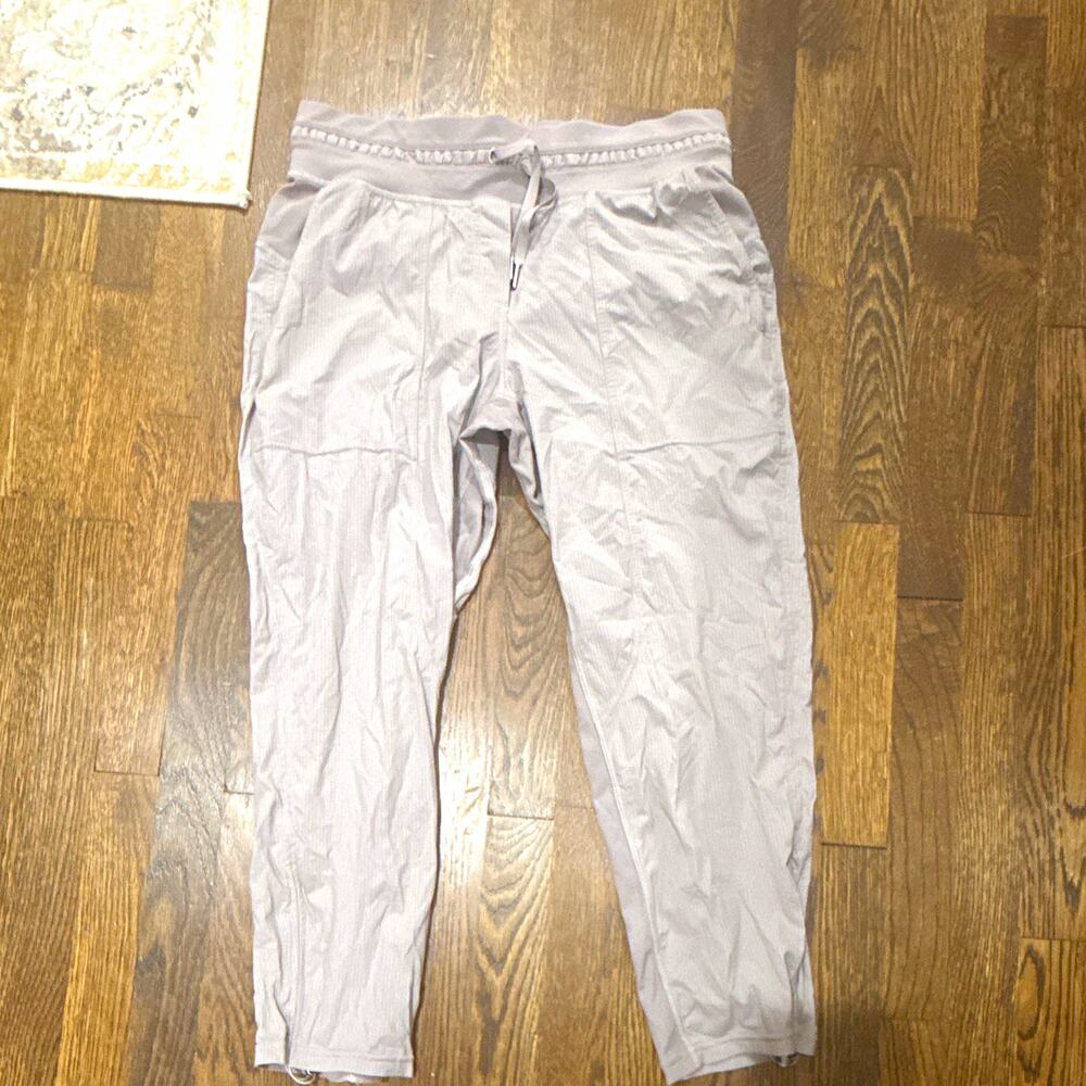 lululemon Womens Gray Cropped Solid Jogger Pants Drawstring Elastic Waist Size 8